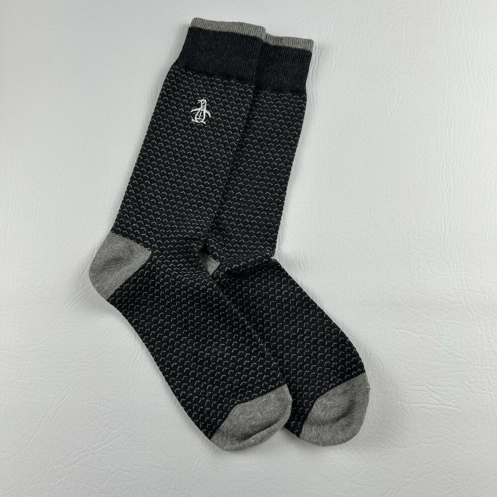 Original Penguin Men’s Charcoal Gray Textured Crew Dress Socks 1 Pair